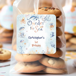 Blue Oneder the sea first birthday Sticker