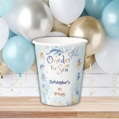 Blue Oneder the sea first birthday Sticker Papieren Bekers