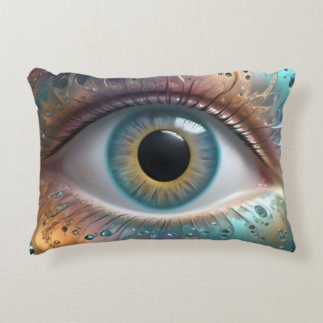 Blue Oog Fractale Kunst, Accent Kussen (Voorkant)