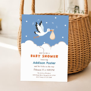 Blue Ooievaar Jongen Speciale Levering Baby Shower Kaart