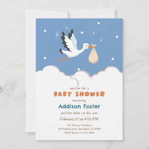 Blue Ooievaar Jongen Speciale Levering Baby Shower Kaart