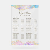 Blue Opal Design prijslijst Acryl Bord (Voorkant)