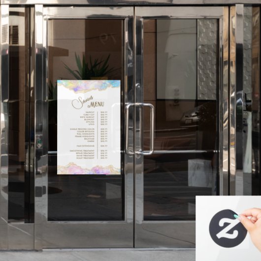 Blue Opal Design Services Menu Raamsticker (Kantoordeur)