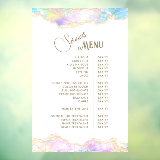 Blue Opal Design Services Menu Raamsticker (Vel 3)
