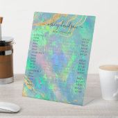 Blue Opal Gold Marble Modern Glam Reclamebord Met Voetstuk (Insitu)