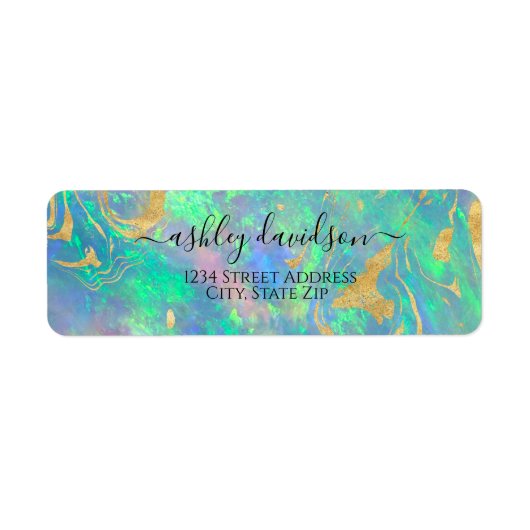 Blue Opal Iridescent Return Address Label (Voorkant)