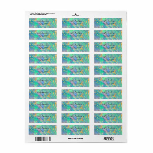 Blue Opal Iridescent Return Address Label (Full Sheet)