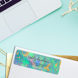 Blue Opal Iridescent Return Address Label