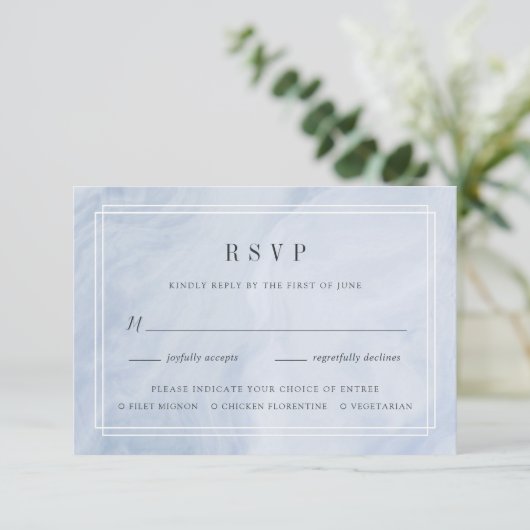 Blue Opal Meal Choice RSVP-kaart RSVP Kaartje (Staand voorkant)