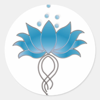 Blue Open Lotus Ronde Sticker