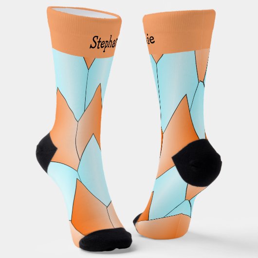 Blue Orange Art Deco Design Socks Sokken (Gebogen)