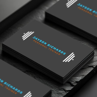 Blue/Orange Bold Barbell Personal Trainer Simple Visitekaartje