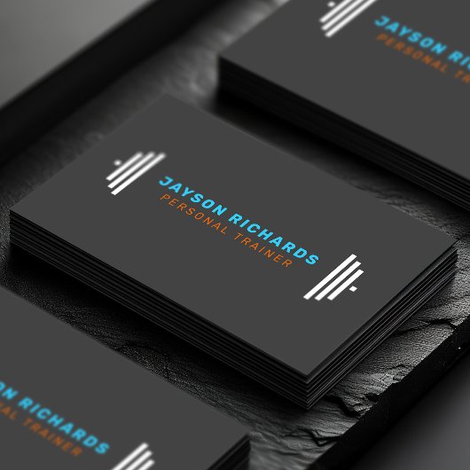 Blue/Orange Bold Barbell Personal Trainer Simple Visitekaartje