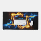 Blue Orange Fire Portal Elemental Magic Gaming Bureaumat (Keyboard & Muis)