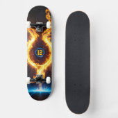 Blue Orange Flame Magic Energy Ring Sports Persoonlijk Skateboard (Voorkant)