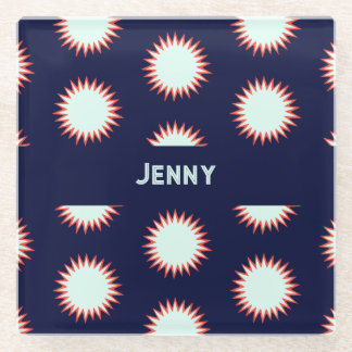 Blue & Orange Flash Add The Name Bold Loud Pattern Glazen Onderzetter