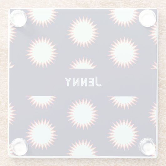 Blue & Orange Flash Add The Name Bold Loud Pattern Glazen Onderzetter (Achterkant)