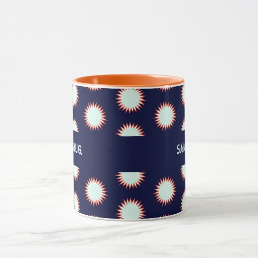 Blue & Orange Flash Add The Name Bold Loud Pattern Mok (Midden)