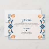 Blue Orange Floral Elegant Fiesta Spanish Wedding Bedankkaart (Voorkant)