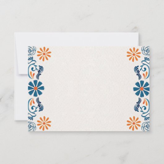 Blue Orange Floral Elegant Fiesta Spanish Wedding Bedankkaart (Achterkant)