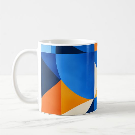 Blue Orange Geometric Abstract Koffiemok (Links)