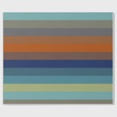 Blue, orange, green, and gray stripes cadeaupapier (Vlak)