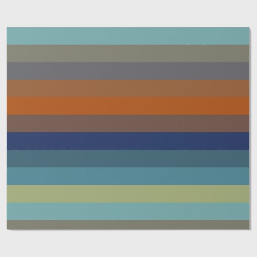 Blue, orange, green, and gray stripes cadeaupapier (Vlak)