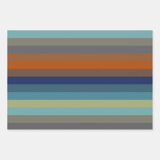 Blue, orange, green, and gray stripes inpakpapier vel (Voorkant 3)