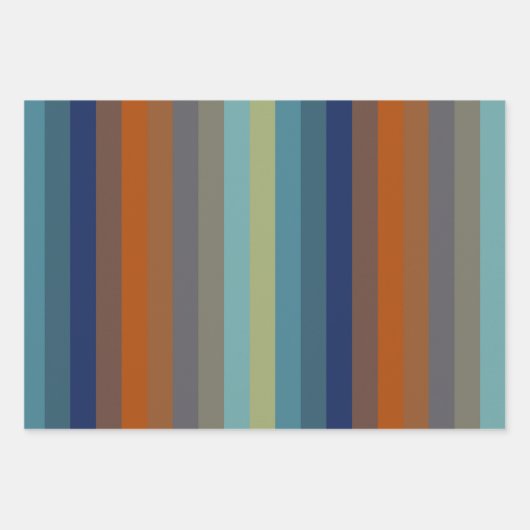 Blue, orange, green, and gray stripes inpakpapier vel (Voorkant)