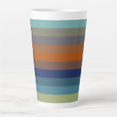 Blue, orange, green, and gray stripes latte mok (Voorkant)