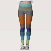 Blue, orange, green, and gray stripes leggings (Voorkant)