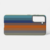 Blue, orange, green, and gray stripes samsung galaxy hoesje (Achterkant horizontaal)