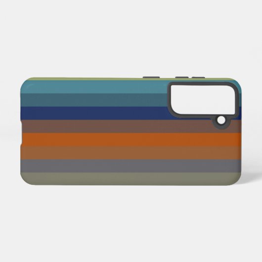 Blue, orange, green, and gray stripes samsung galaxy hoesje (Achterkant horizontaal)