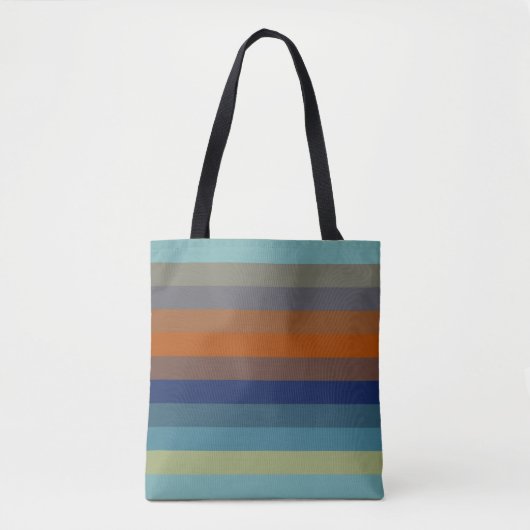 Blue, orange, green, and gray stripes tote bag (Voorkant)