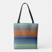 Blue, orange, green, and gray stripes tote bag (Achterkant)