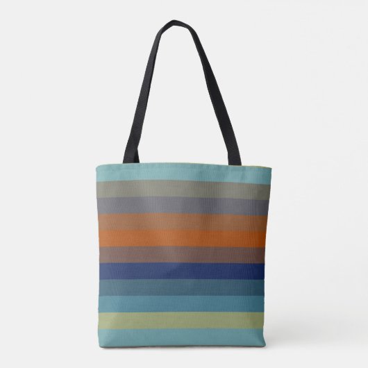 Blue, orange, green, and gray stripes tote bag (Achterkant)