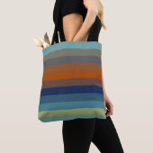 Blue, orange, green, and gray stripes tote bag (Dichtbij)