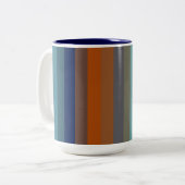 Blue, orange, green, and gray stripes tweekleurige koffiemok (Voorkant links)