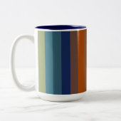 Blue, orange, green, and gray stripes tweekleurige koffiemok (Links)