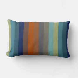 Blue, orange, green, yellow and gray stripes kussen