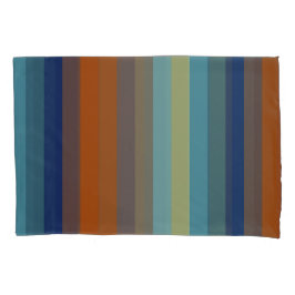 Blue, orange, green, yellow and gray stripes kussensloop