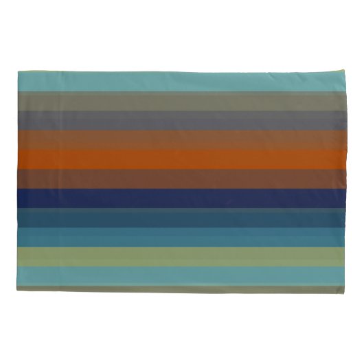 Blue, orange, green, yellow and gray stripes kussensloop (Achterkant)