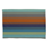 Blue, orange, green, yellow and gray stripes kussensloop (Voorkant)