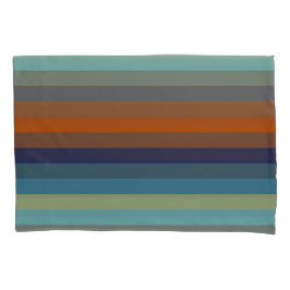 Blue, orange, green, yellow and gray stripes kussensloop