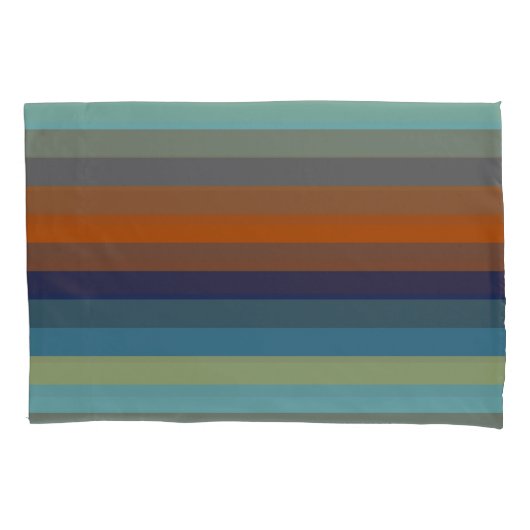 Blue, orange, green, yellow and gray stripes kussensloop (Voorkant)