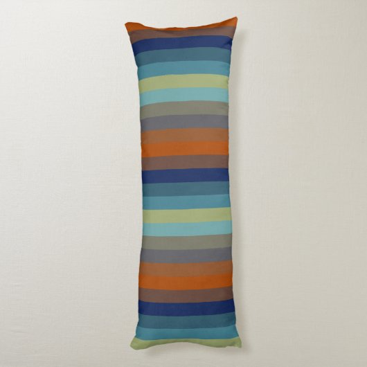 Blue, orange, green, yellow and gray stripes lichaamskussen (Achterkant (Verticaal))