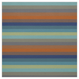 Blue, orange, green, yellow and gray stripes stof