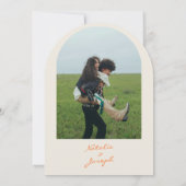 Blue Orange Hand Drawn Whimsical Arched Wedding Kaart (Achterkant)