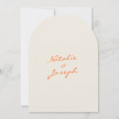 Blue Orange Hand Drawn Whimsical Arched Wedding Kaart (Achterkant)