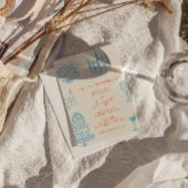 Blue Orange Hand Drawn Whimsical Fun Wedding Kaart